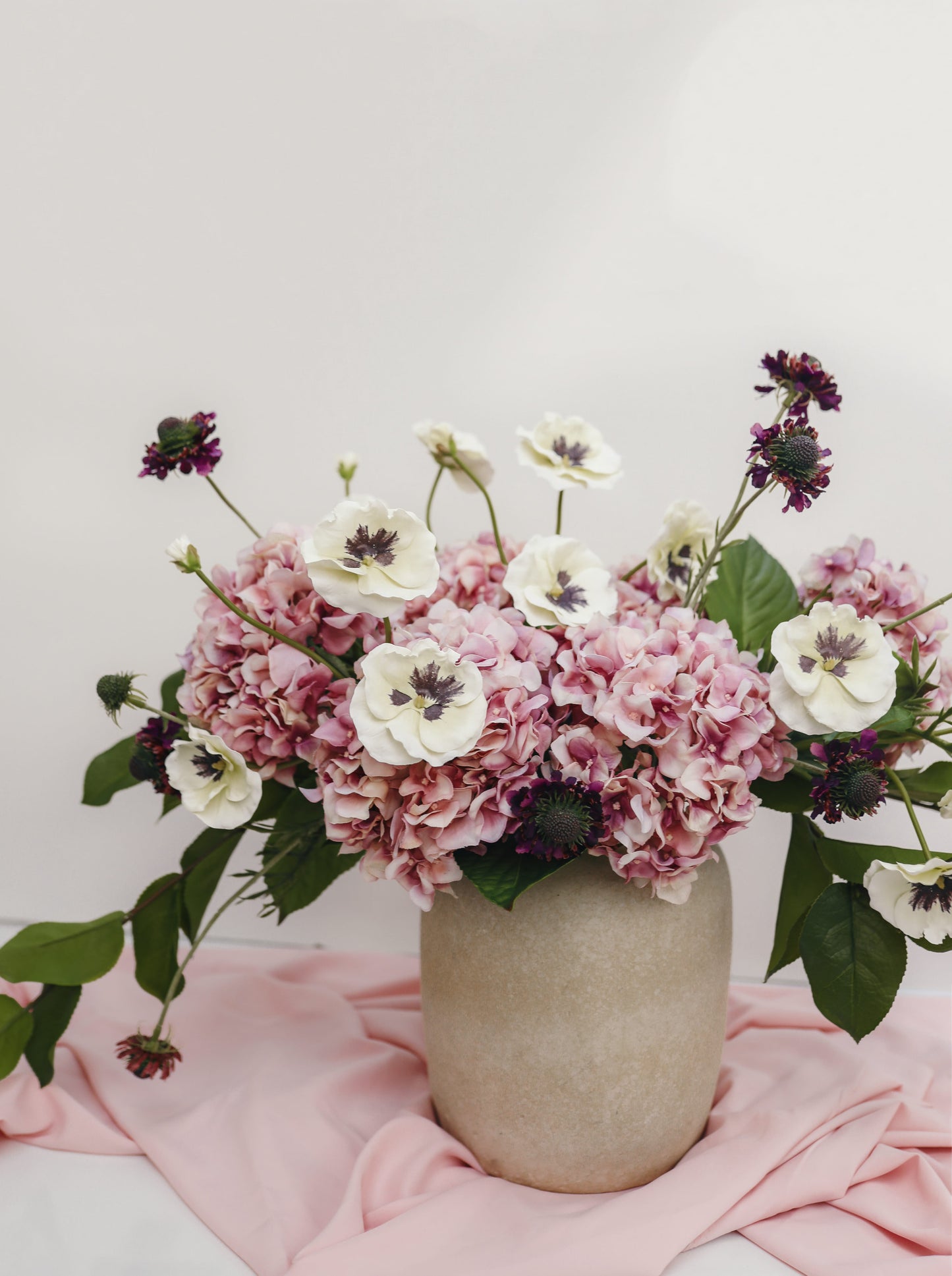 White Faux Pansy 21"