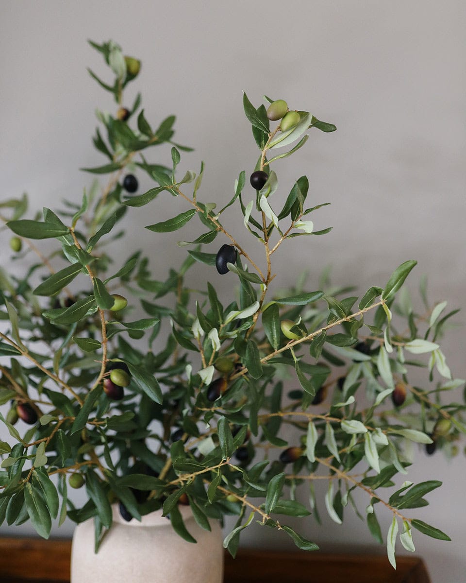 Fake Olive Leaves Branch with Olives