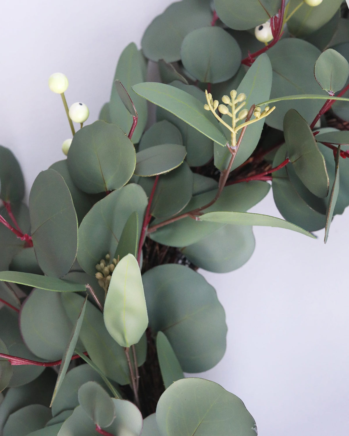 Artificial Eucalytpus Wreath close up