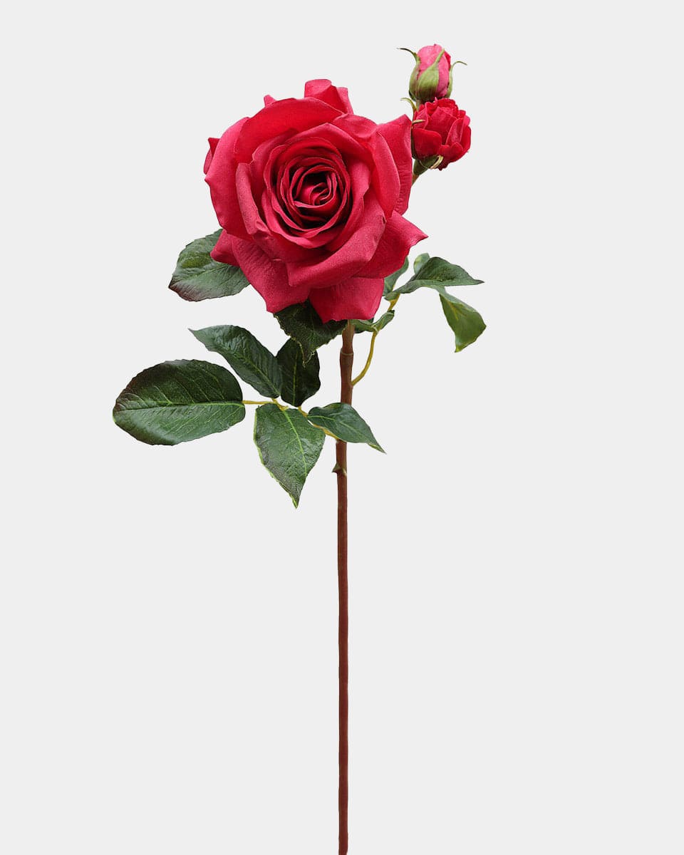 Real Touch Faux Flowers Red Open Rose pb-stem