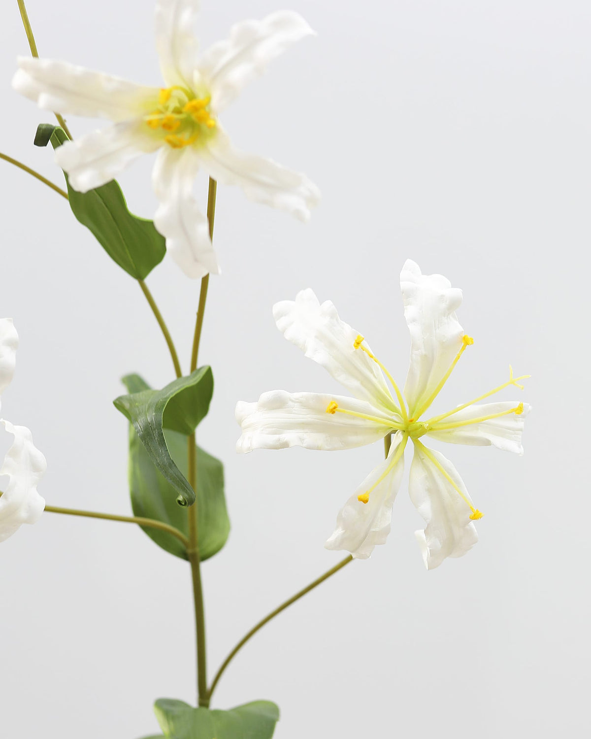 Artificial White Gloriosa Lily flowers close up