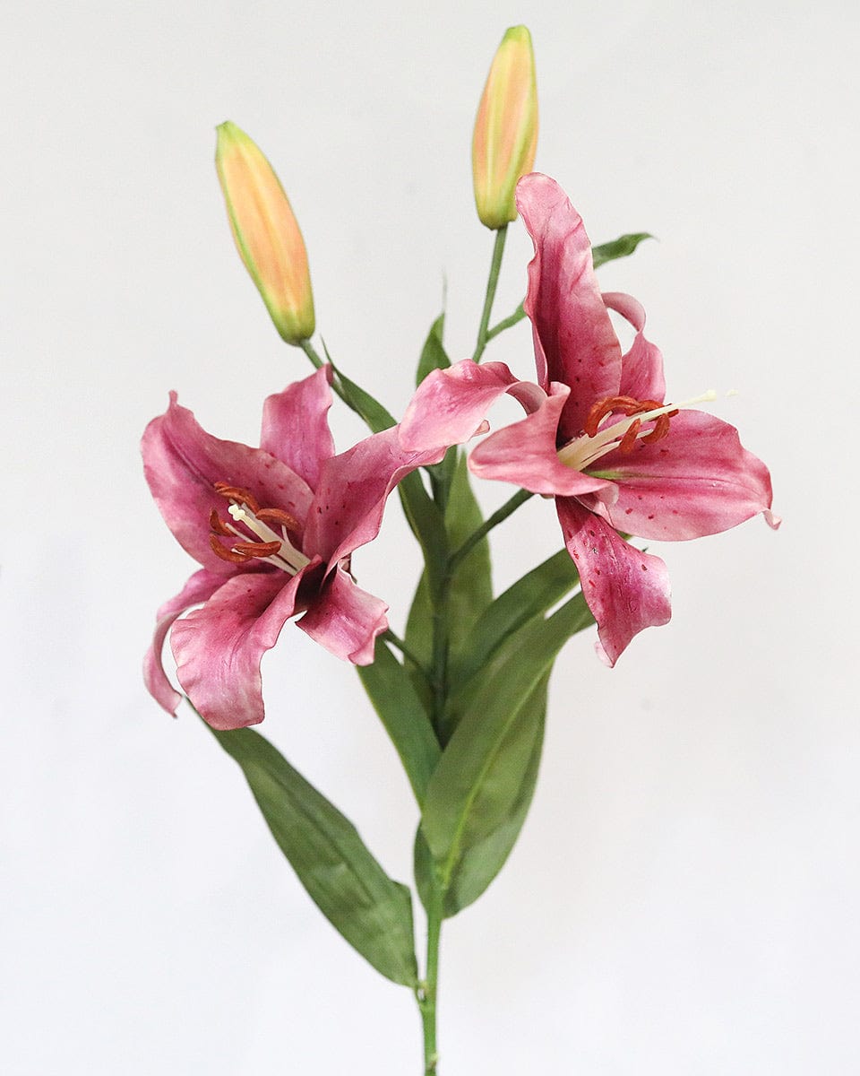 Artificial Stargazer Lily in Plum Pink