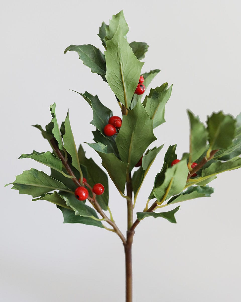 Close Up Details of Small Artificial Red Holly