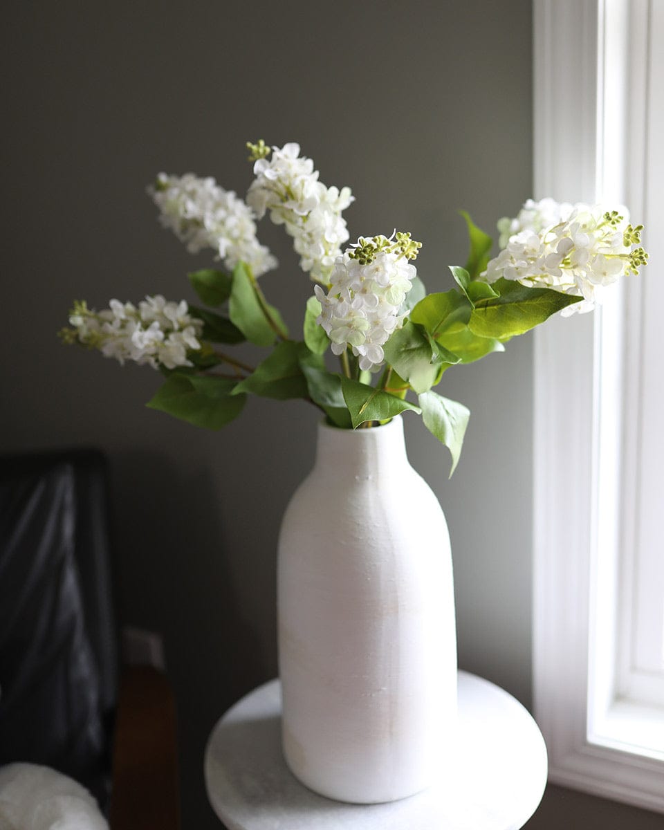 Real Touch Flowers White Lilacs in White Vase