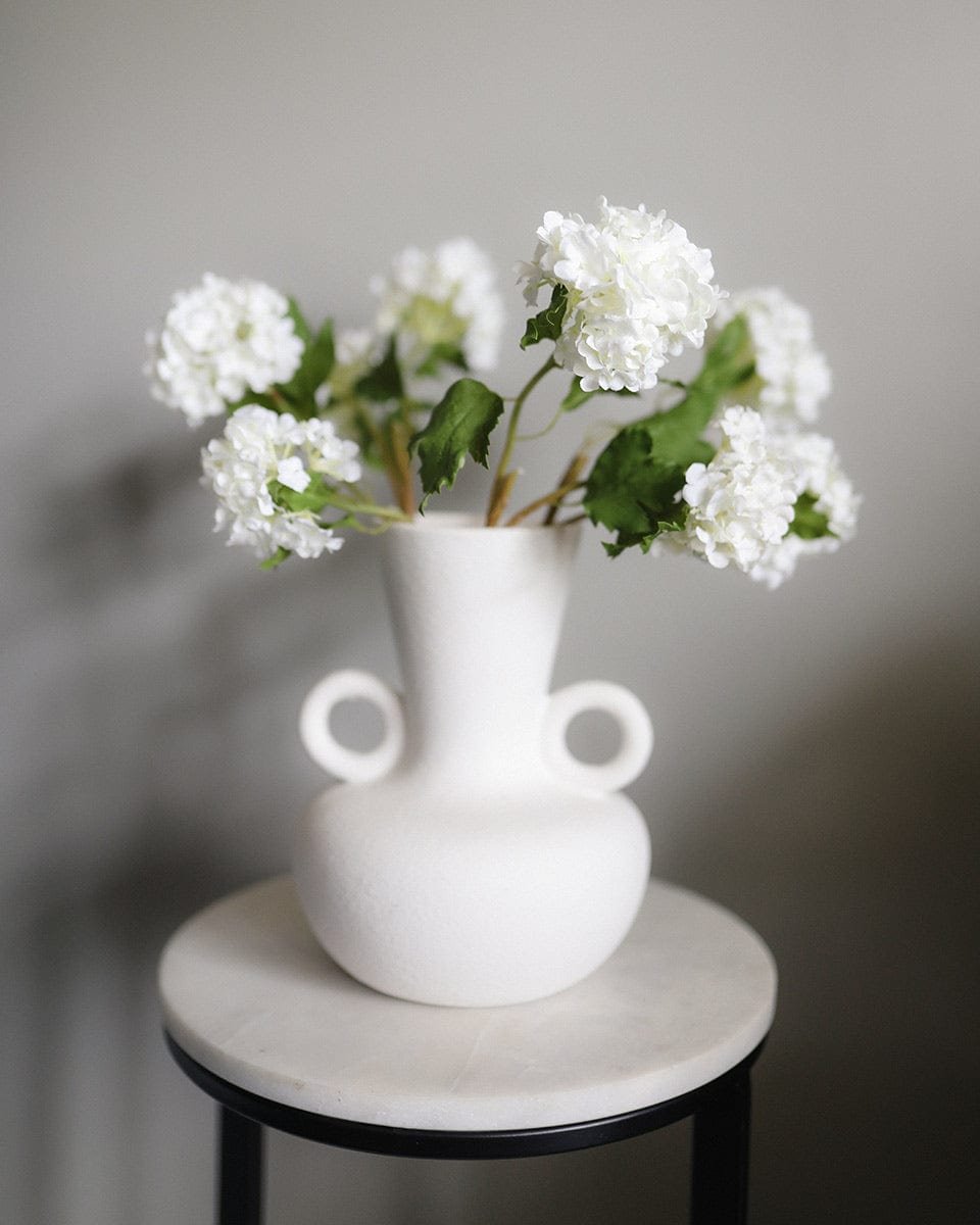 Silk Flowers Snowball Blossoms in White