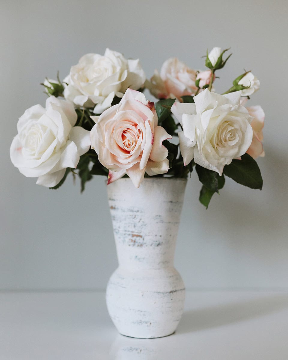 Pink and White Premium Prestige Roses in Vase