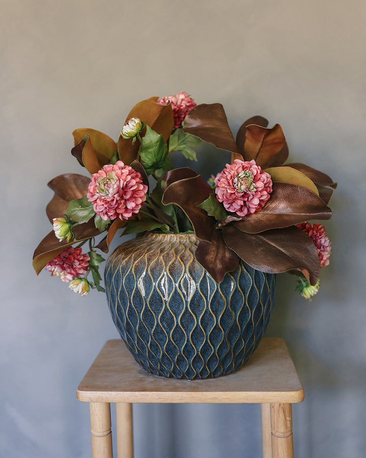 Artificial Dahlia and Magnolia Leaf Arrangement