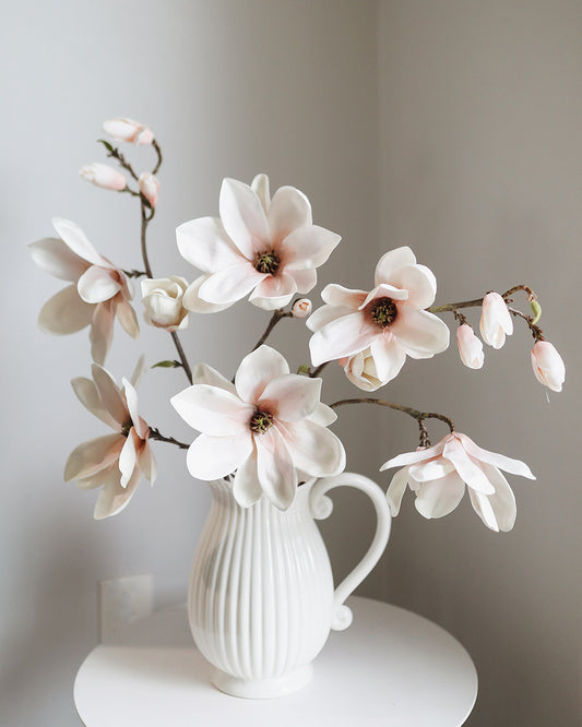 Soft Pink Faux Magnolia Blossoming Branches | Silk Flowers