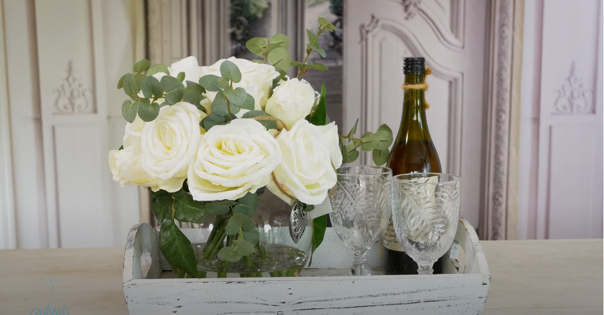 A Valentine's Day Gift Idea: White Roses in a Bubble Bowl