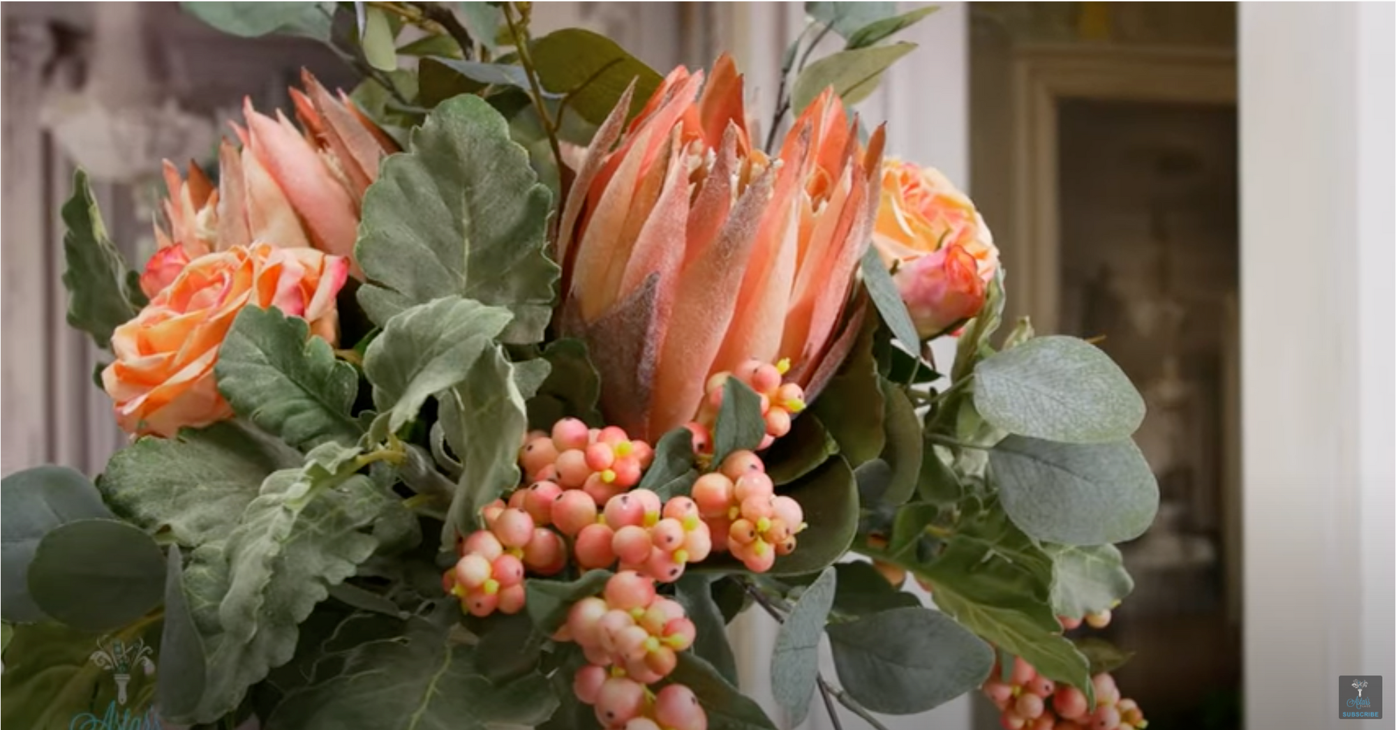 Pink King Proteas, Roses and Snowberries