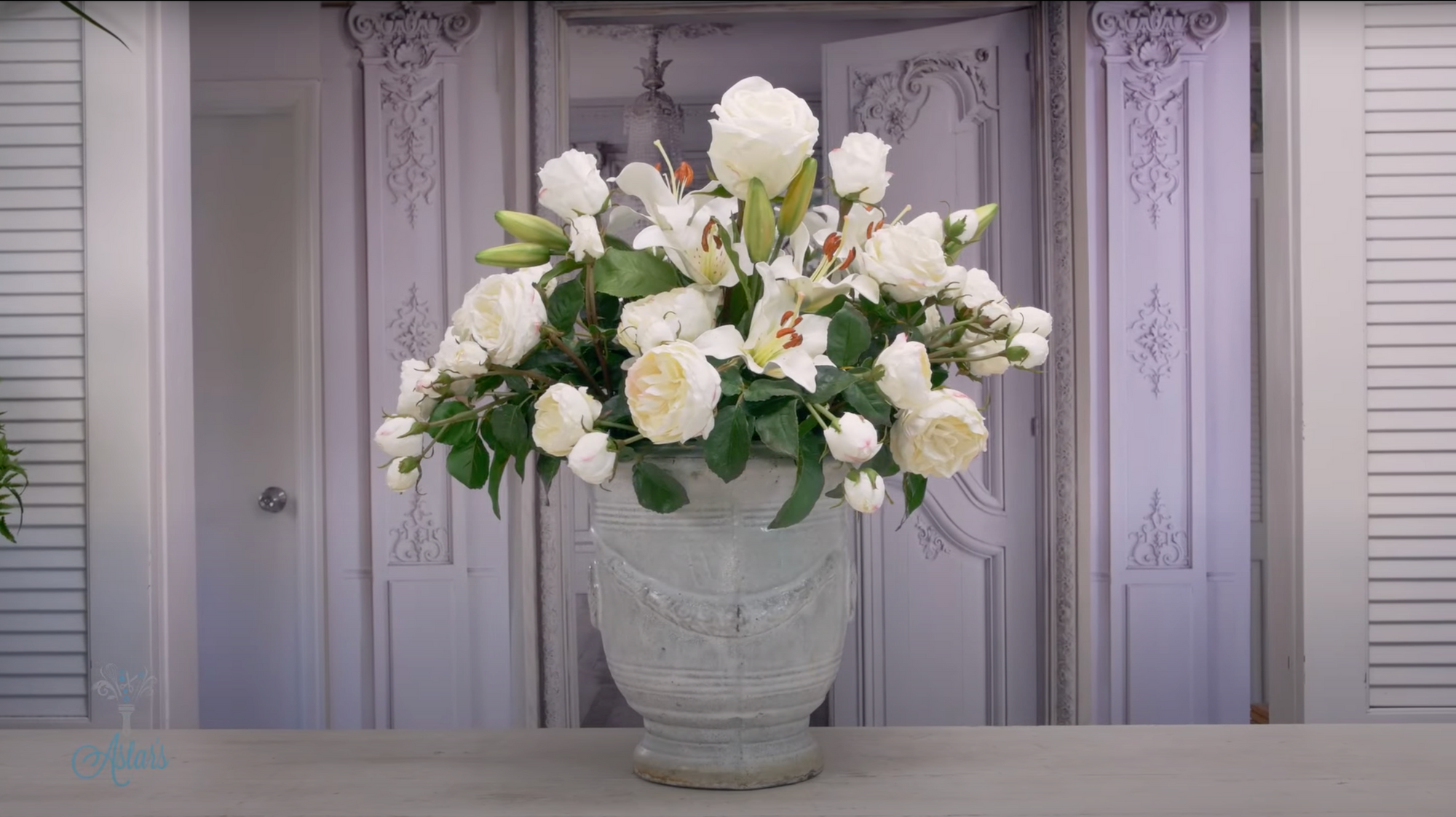 A Permanent Floral Design of White roses and Lilies