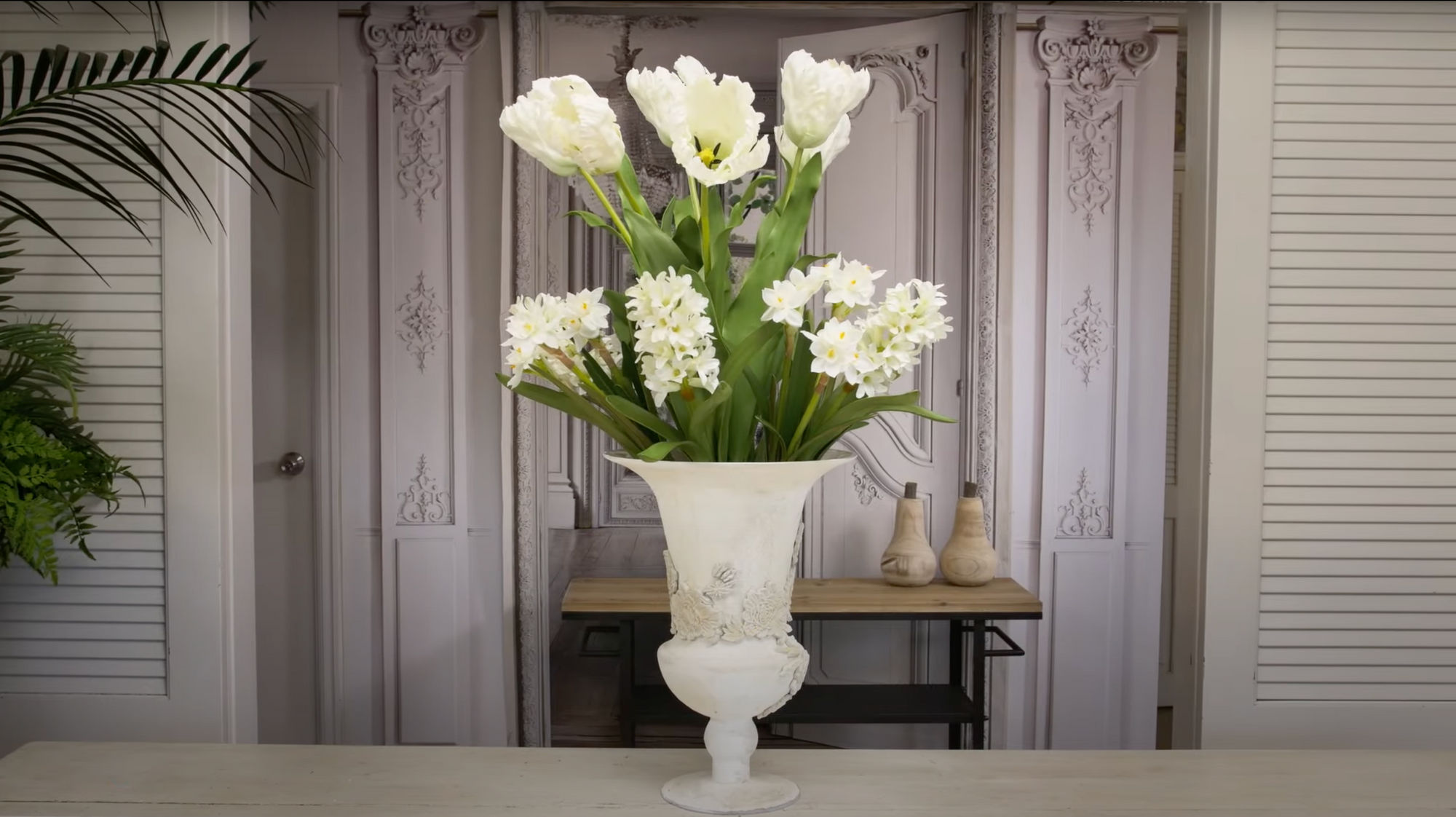 A SPRING Design with White Tulips, Hyacinths & Narcissus