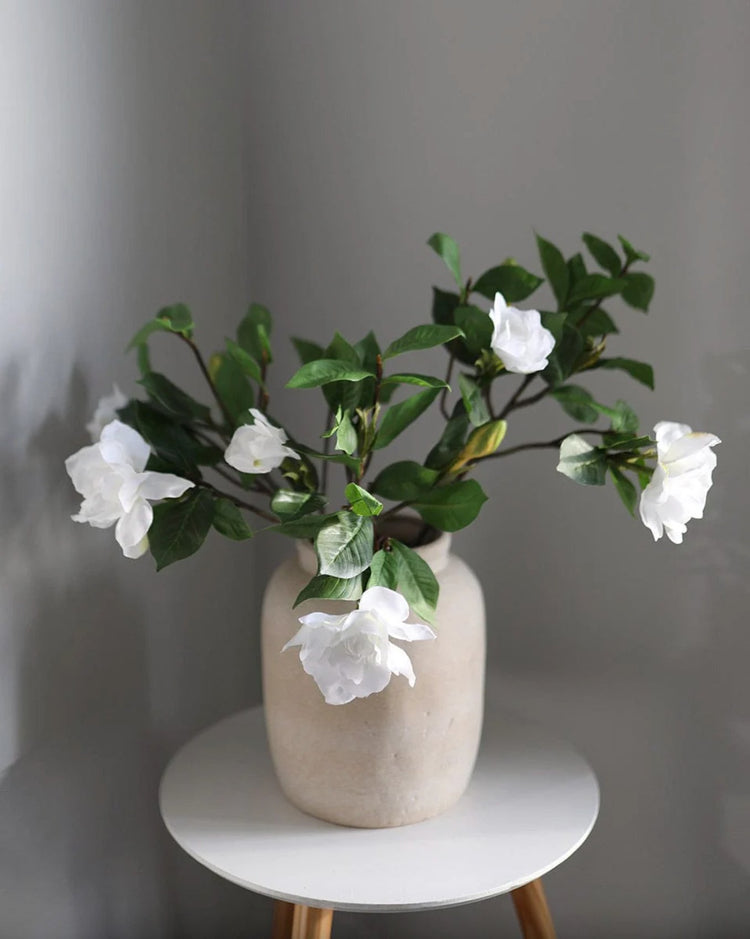 Prestige Botanicals Artificial Gardenia in a white tin vase