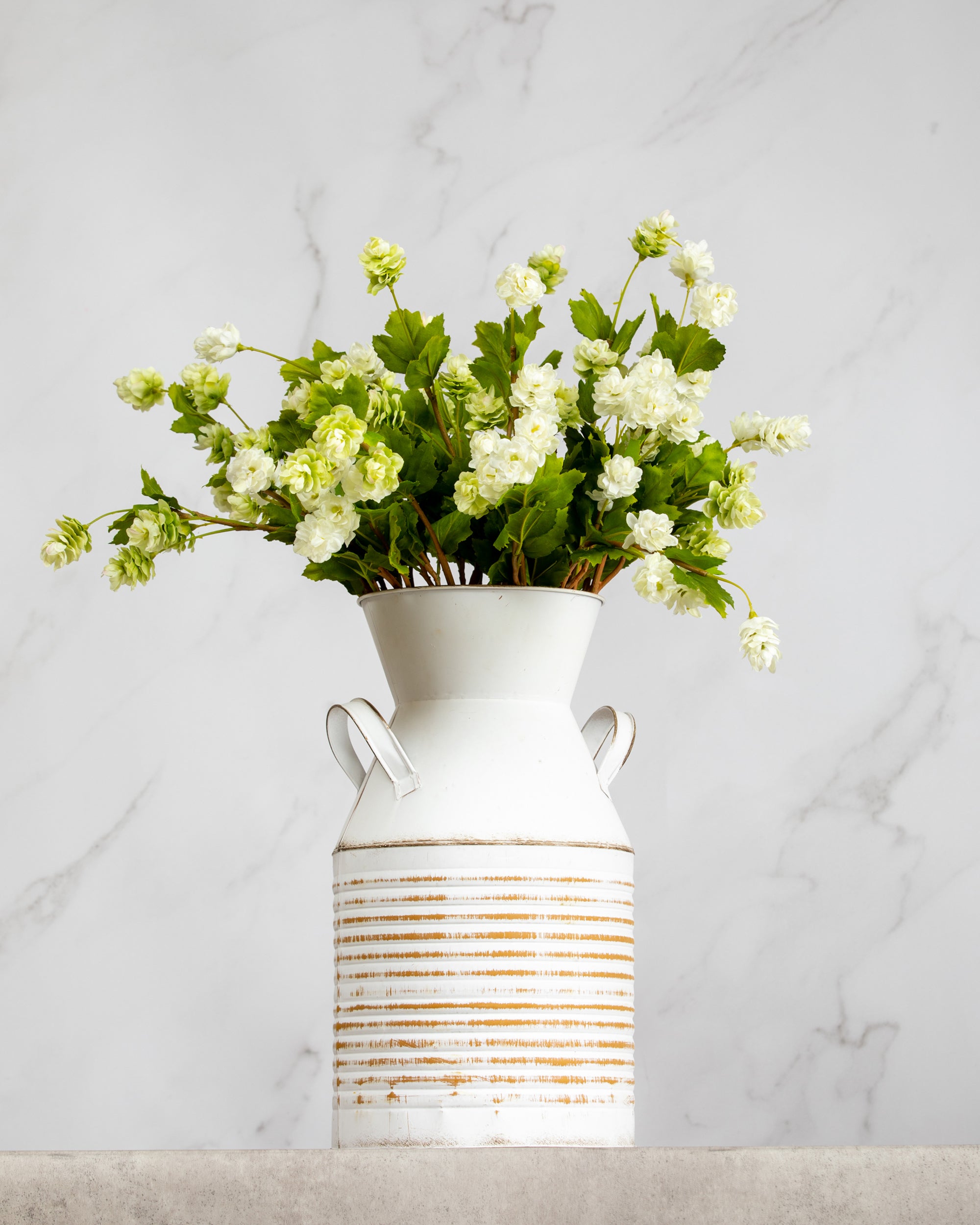 Prestige Botanicals Artificial Hops in a white tin vase