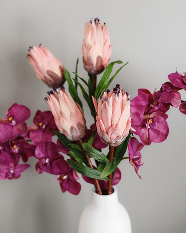 Artificial Pink Mink Protea | Tropical Flowers | Faux Protea Blooms