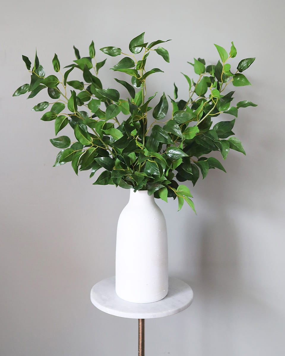 Fake Smilax Leaves in Ceramic Vase