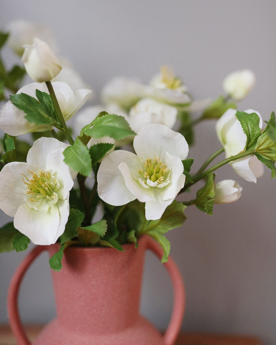 Close Up Details of White Artificial Hellebore Arrangement