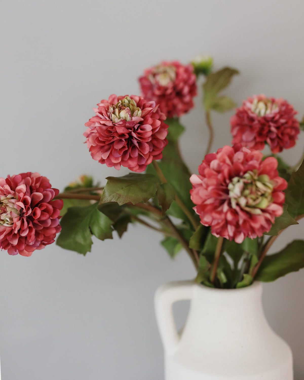 Faux Fall Burgundy Dahlia Stems in a vase
