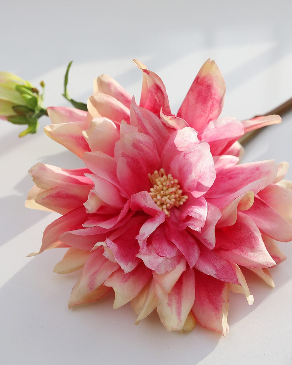 Silk Flowers Pink Coral Dahlia Blossom