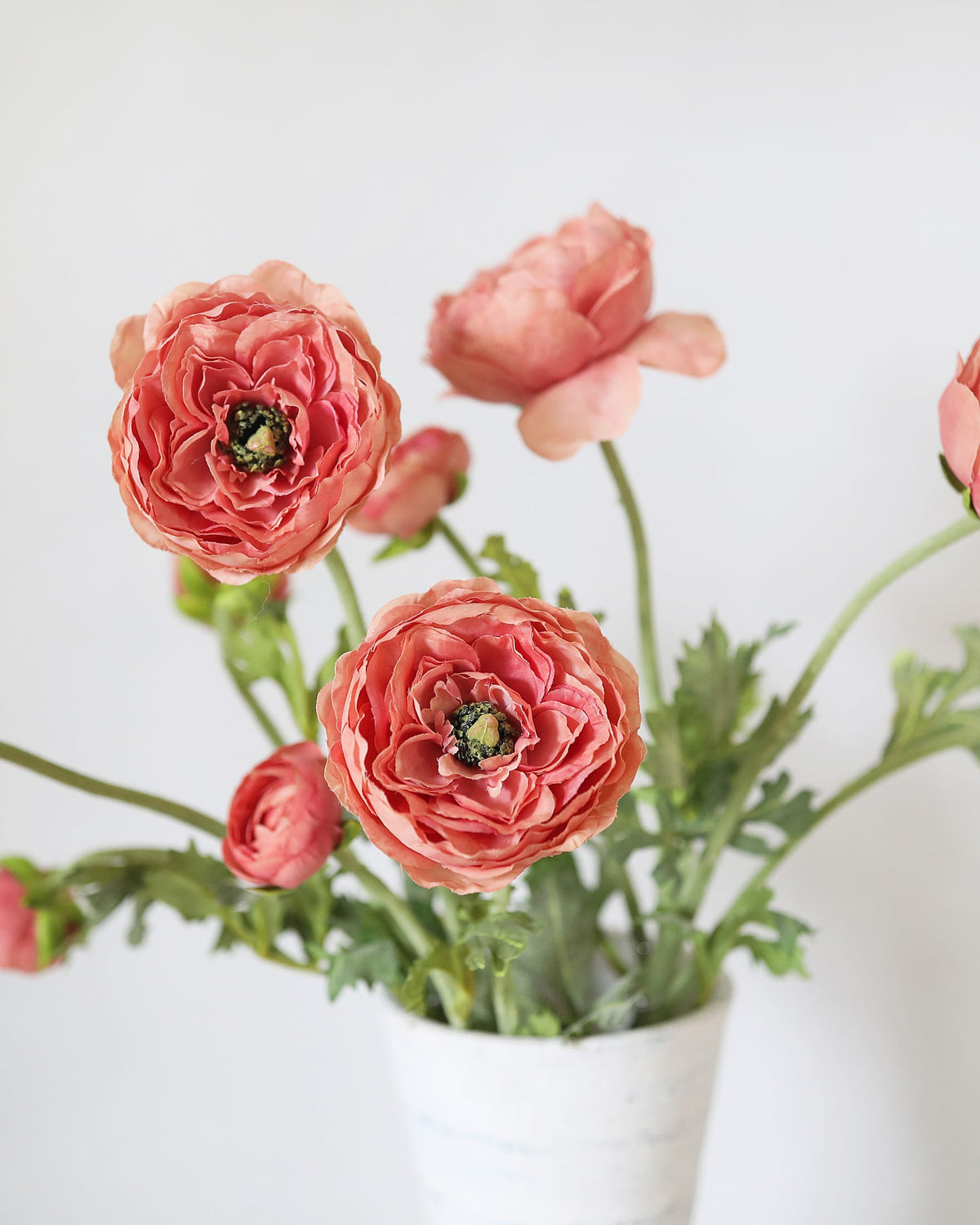 Artificial Salmon Pink Ranunculus Flower close up