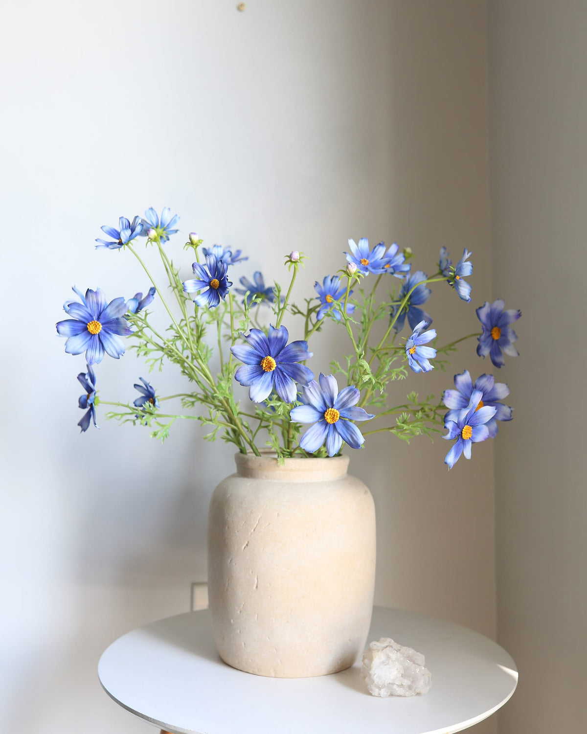Artificial Real Touch Blue Cosmos in a vase
