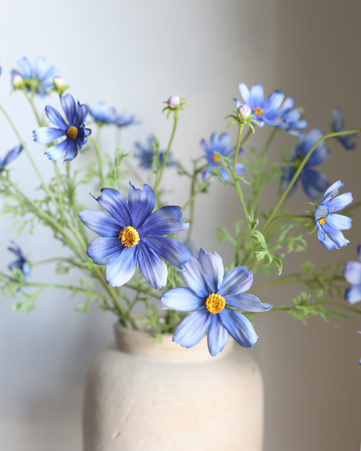 Artificial Real Touch Blue Cosmos in a vase