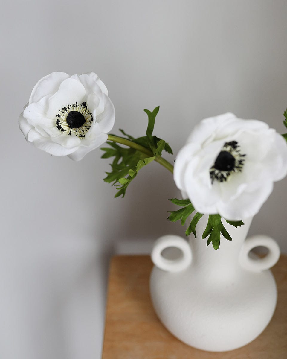 Black and White Anemone Fake Flowers Close Up Photo