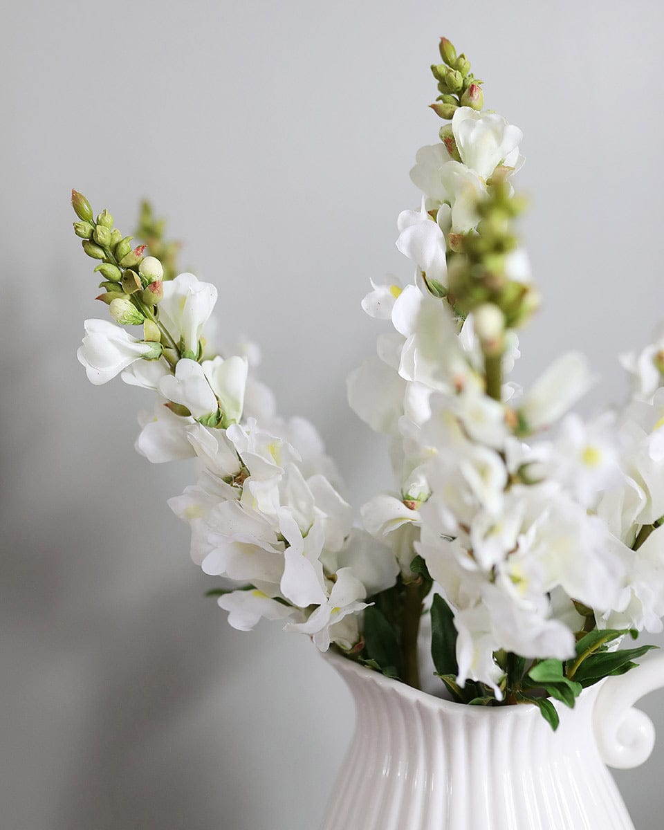 Detailed Shot of White Flowers Faux Snapdragons