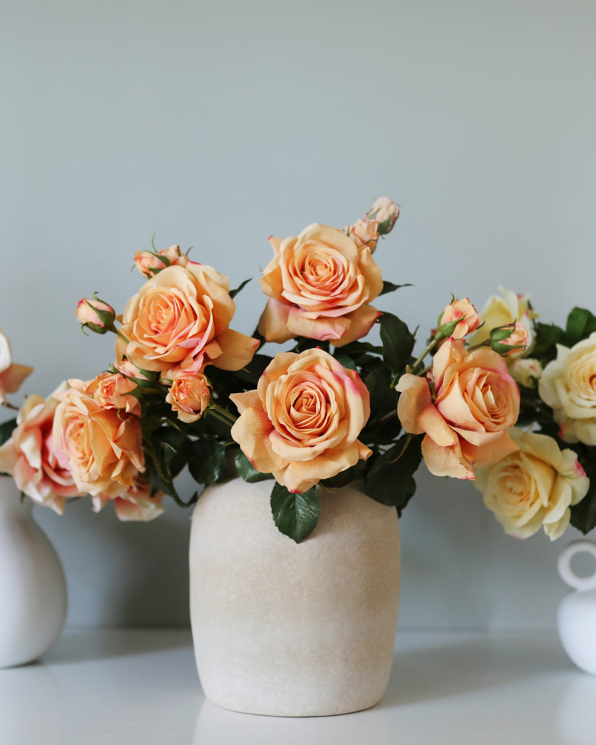 Artificial Real Touch Prestige Sunset Roses in a vase