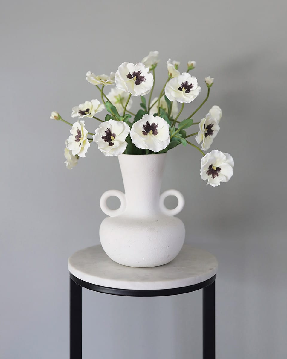 Artificial Pansy Flowers in Cream and Purple