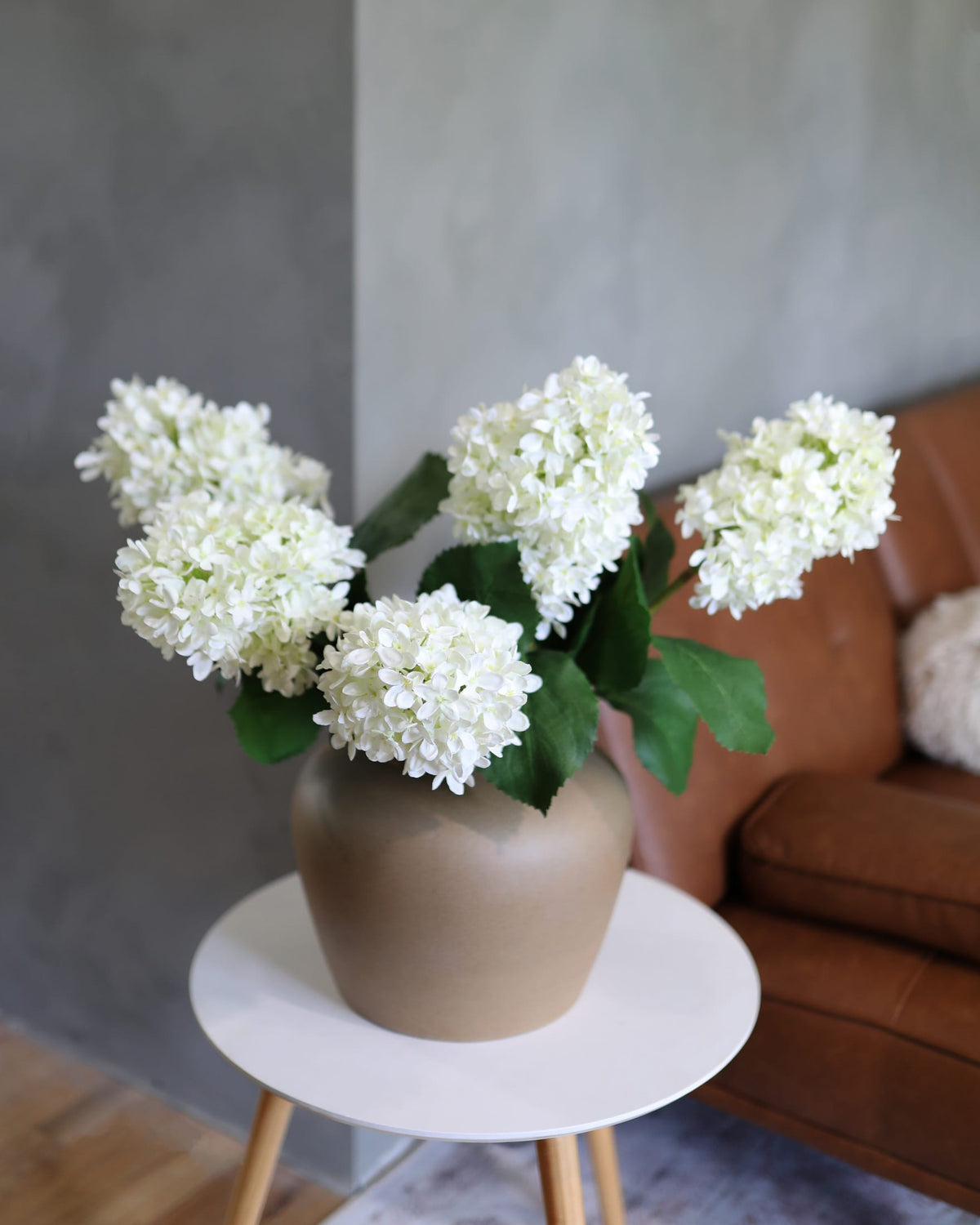 Cream White Faux Cone Hydrangeas in Vase