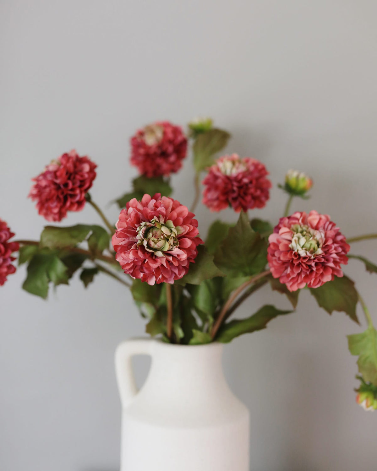 Faux Fall Burgundy Dahlia Stems in a vase
