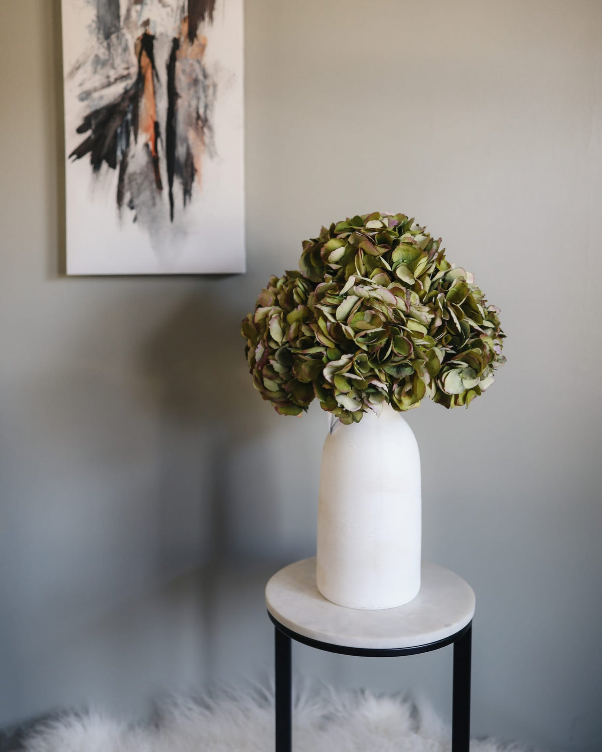 Home Decor Green Faux Hydrangeas Simple Stying