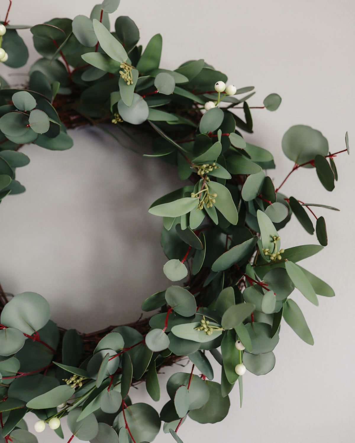 Faux Eucalyptus Wreath Close Up 