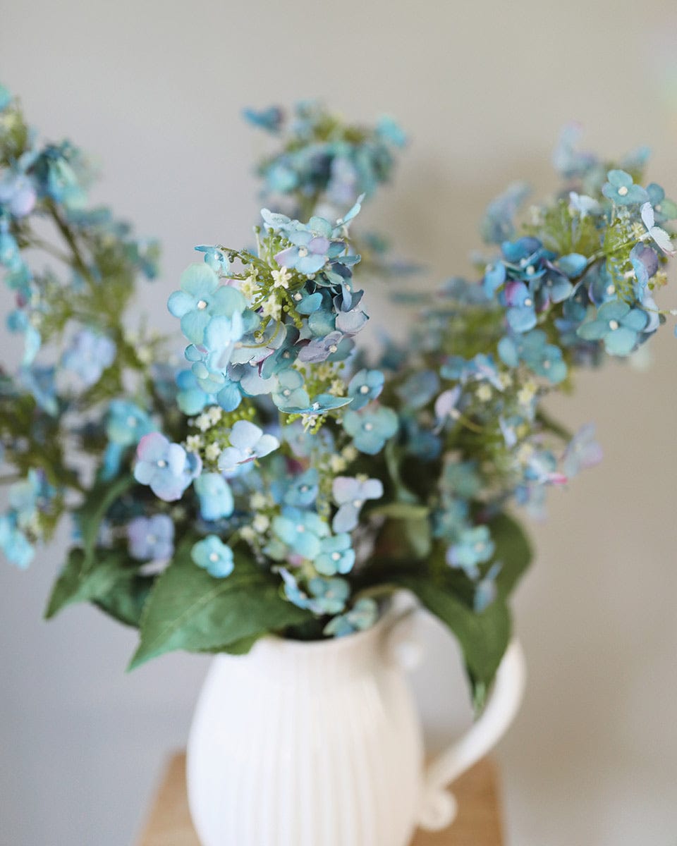 Blue Faux Flowers Hydrangea Blooms