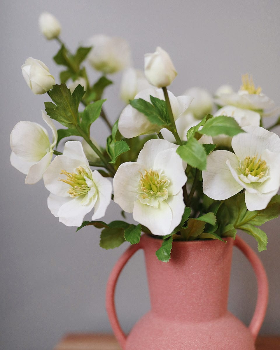 White Real Touch Flowers Hellebores in Vase