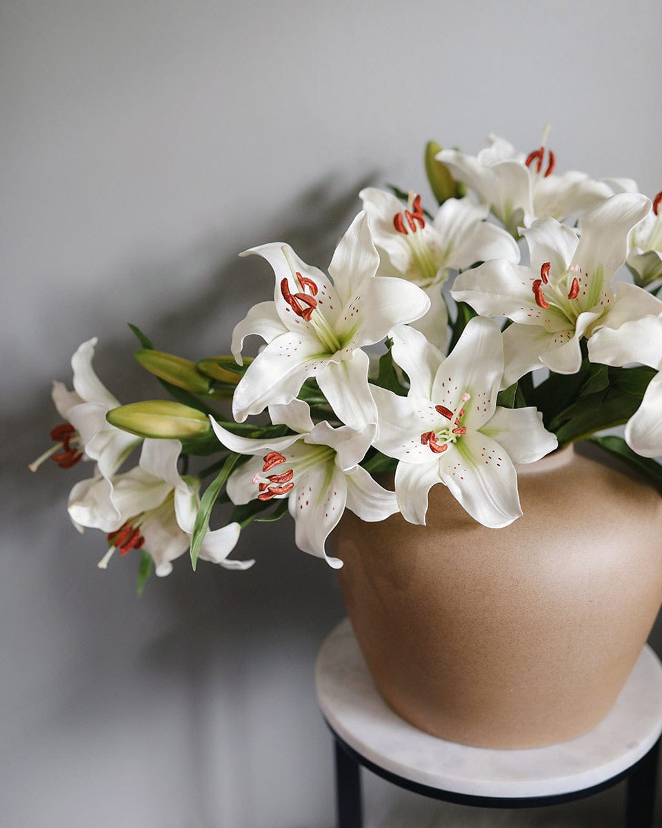 Artificial Flowers Lilies in White Home Styling
