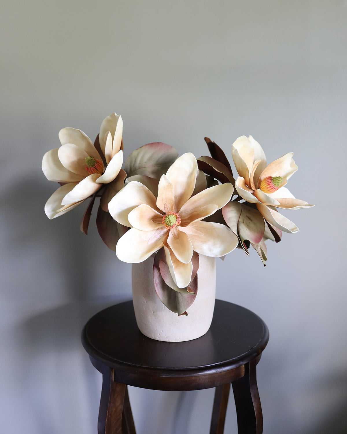Beige Brown Magnolia Open Blooms Silk Flowers