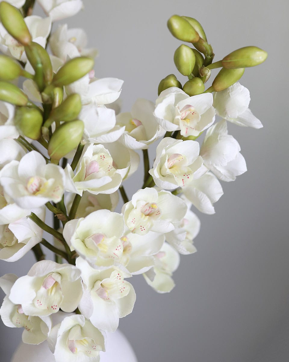 Details of Fake Orchid Blossoms in Cream Color