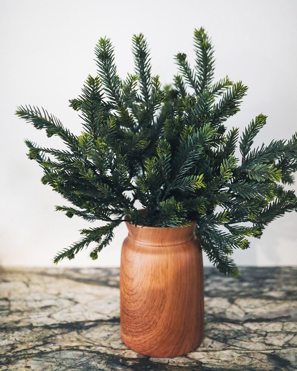 Artificial Cedar Pine Stems in Wood Vase