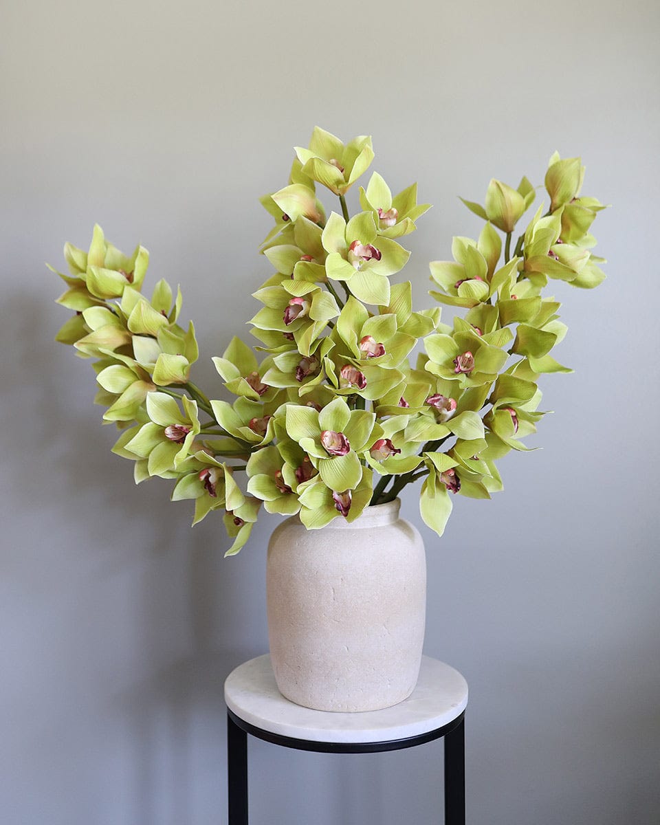 Fake Flowers Green Large Cymbidium Stems Home Decor