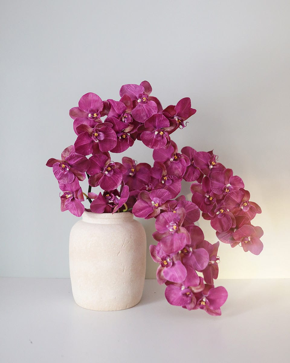 Magenta Pink Phalaenopsis Faux Orchid Blooms in Vase