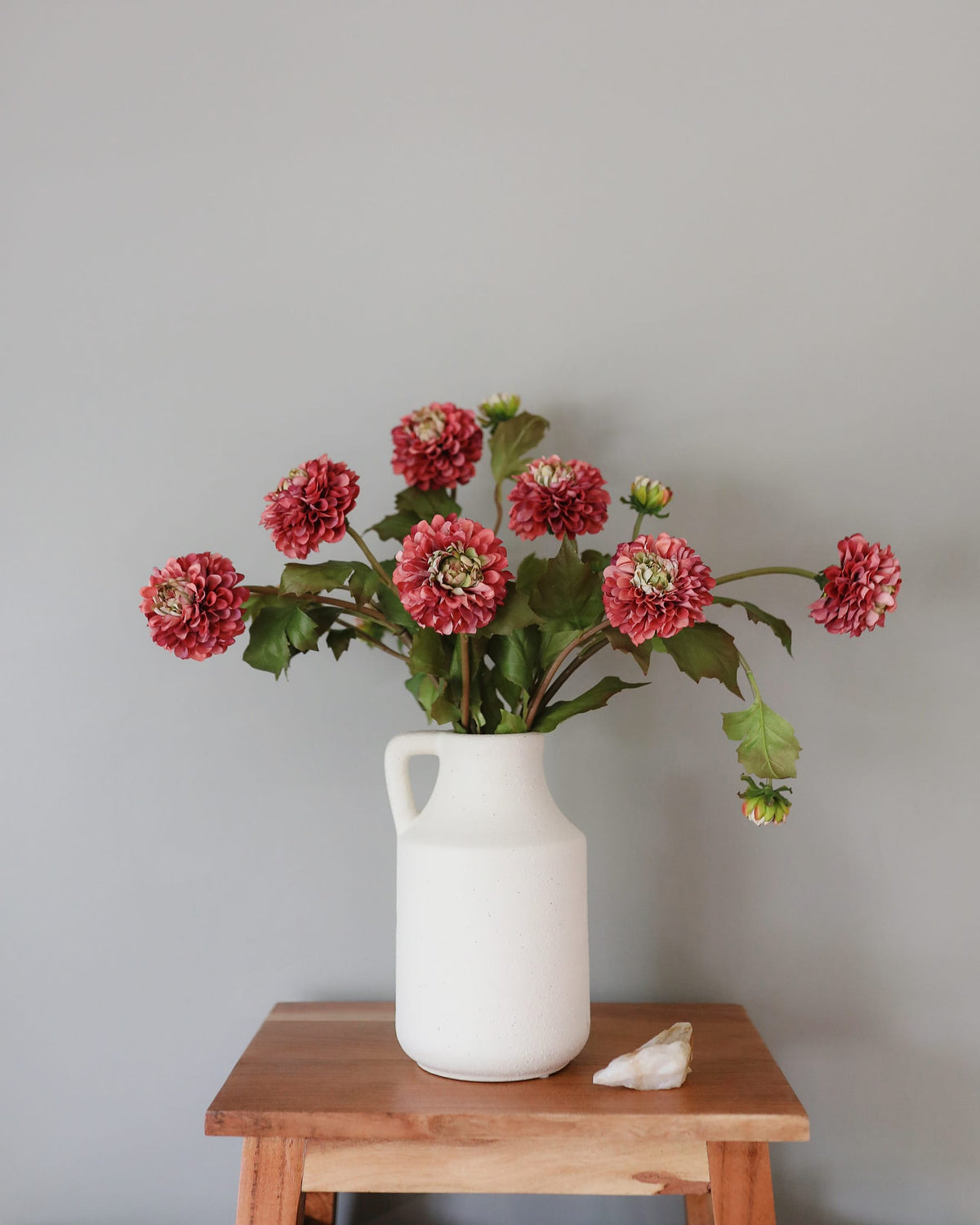 Faux Fall Burgundy Dahlia Stems in a vase