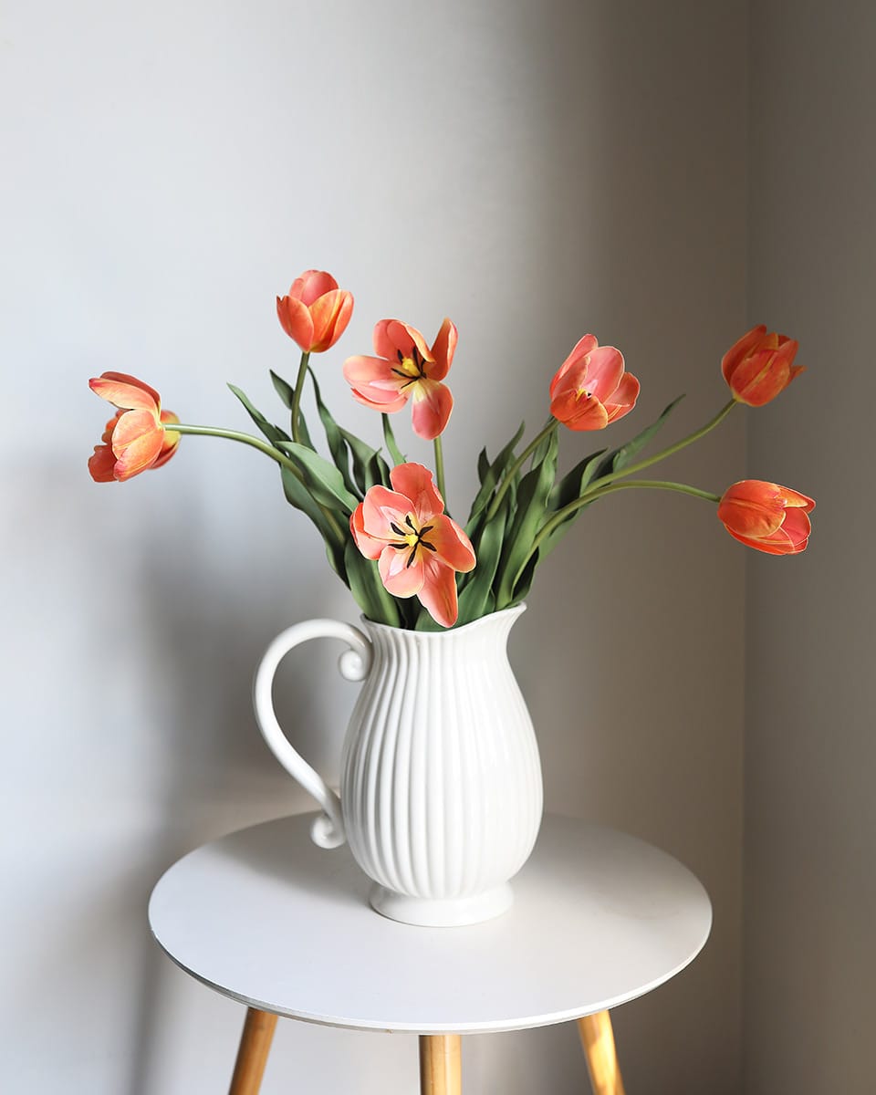 Flower Arrangement with Orange Lifelike Tulips