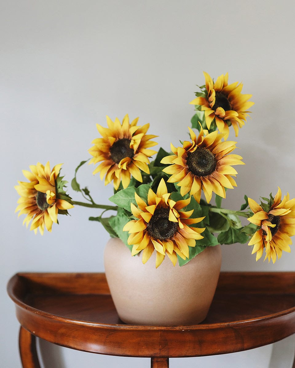 Sunflowers Styled in Ceramic Vase Faux Fall Flowers