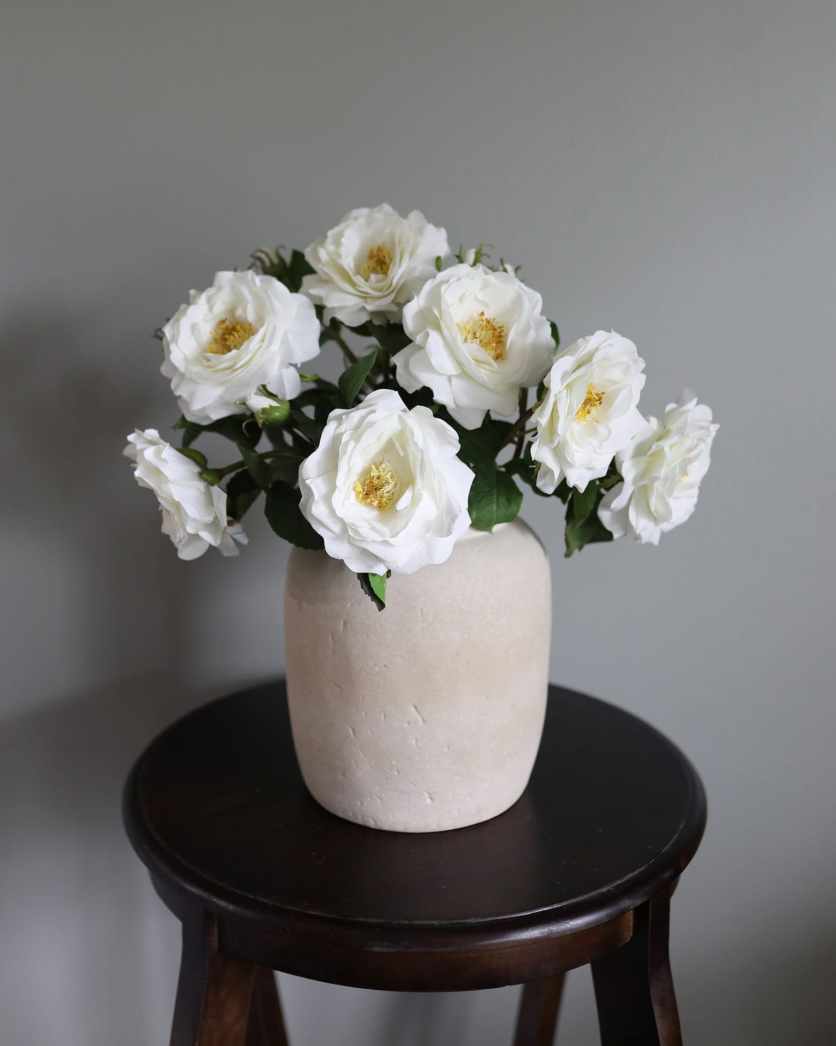 White Flowers Faux English Roses