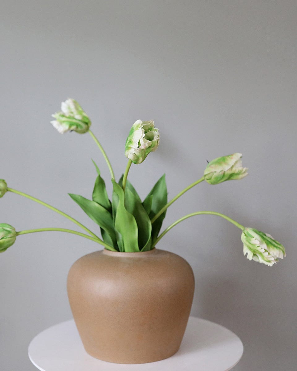 Artificial Green and Cream Parrot Tulips Home Decor