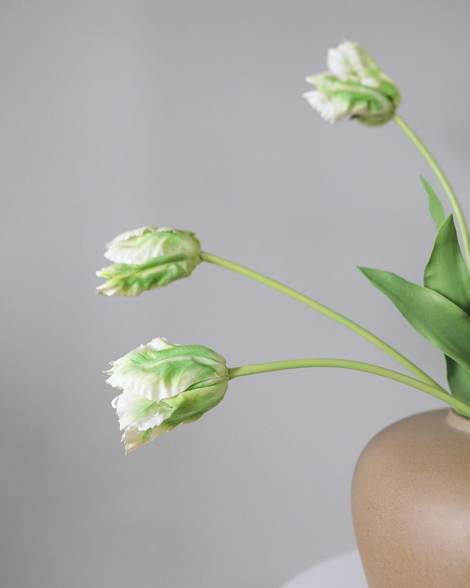 Close of Side Shot of Artificial Green Tulips