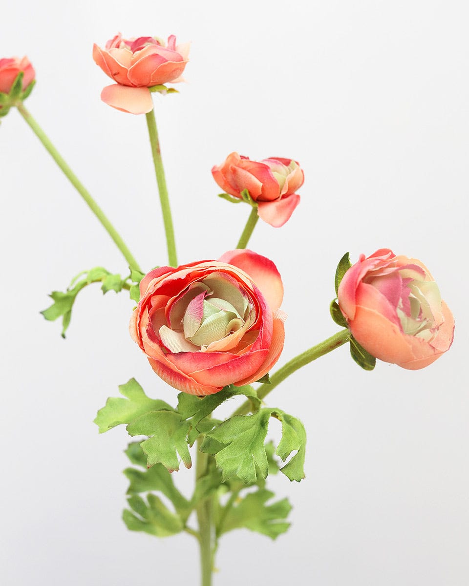 Artificial Mini Ranunculus Flower in Coral