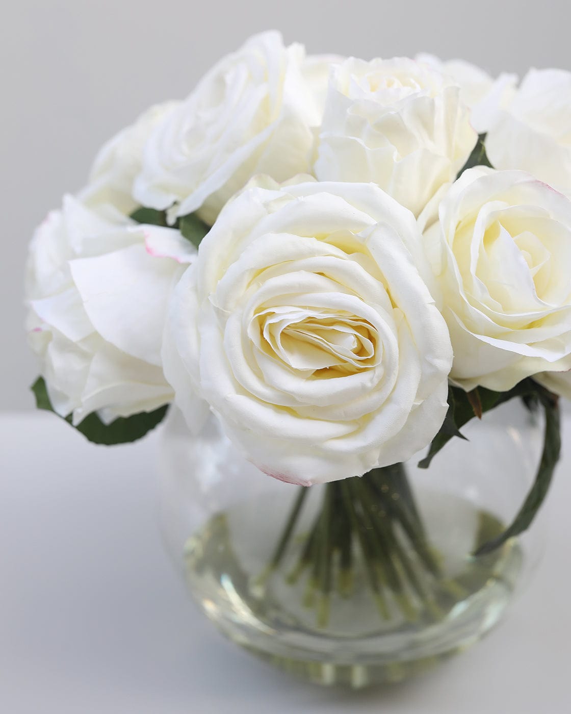 Faux White Rose Centerpiece 11.5"